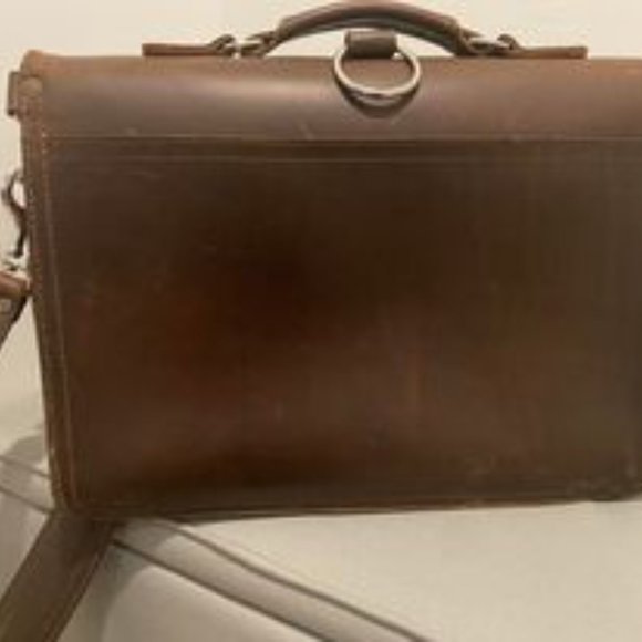 Saddleback Leather Thin Front Pocket Leather Briefcase Dark Coffee Brown - Picture 5 of 11